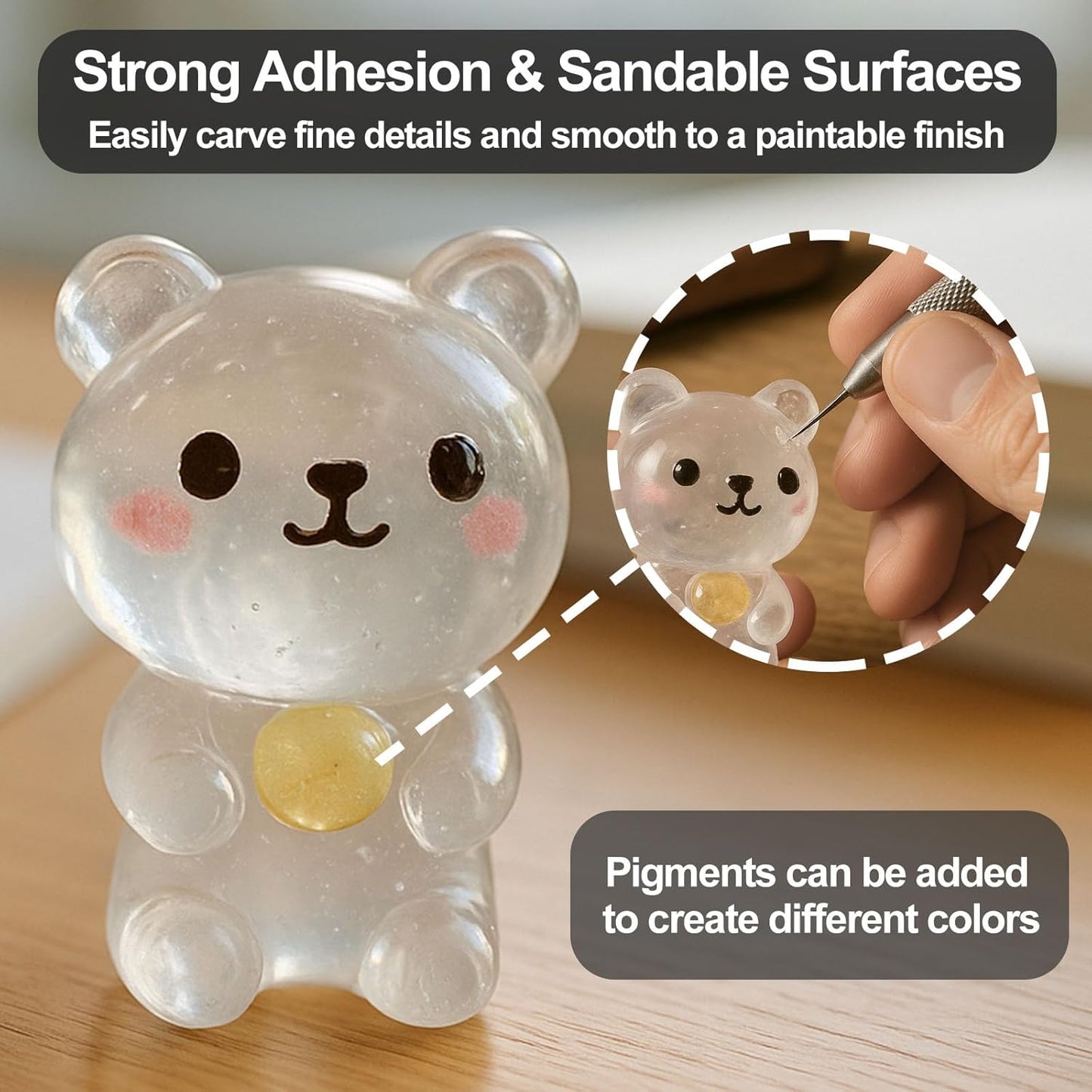 100g UV Light Curing Putty, Solid Resin, Multi Purpose Adhesive High Hardness Quick Curing, for 3D Crafts, Repair, Modeling UV Clay & Nail Art