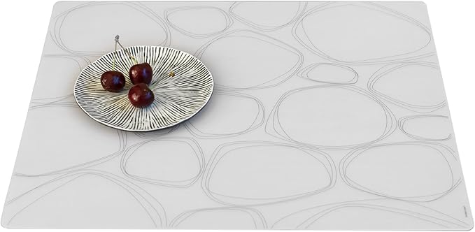modern-twist 14 x 16 Silicone Placemat, BPA, PVC-Free Table Mat, Dishwasher Safe, Pebbles Print in Black, Pack of 1
