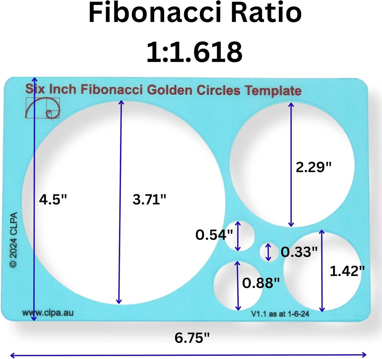 Circle Stencil Template for Drawing and Drafting: A Fibonacci-Inspired Circle Template for Drawing Tool for Artists Allows The Simple Application of The Golden or Divine Ratio for Artistic Design
