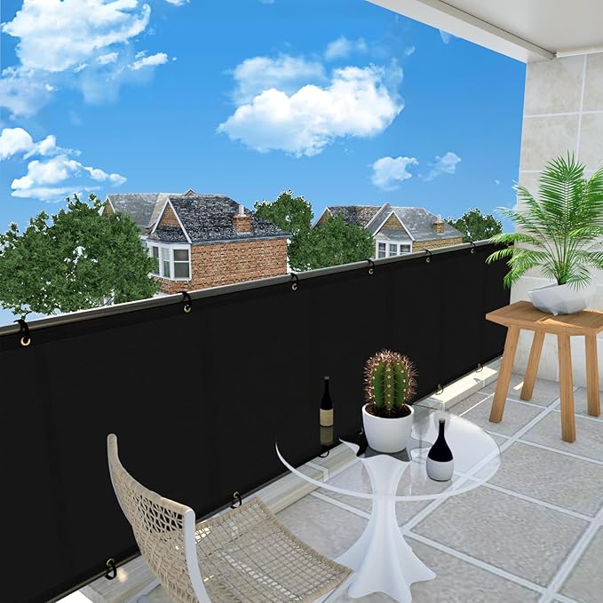 UPGRADE Privacy Screen 3' x 16' Fence Commercial Shade Cover with Brass Grommets Heavy Duty Perfect for Outdoor Back Yard, Black, Customizable
