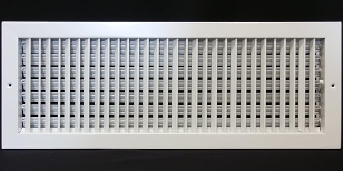 24" X 4" Adjustable AIR Supply Diffuser - HVAC Vent Cover Sidewall or Ceiling - Grille Register - High Airflow - White [Outer Dimensions: 25.75"w X 5.75"h]