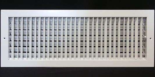 24" X 4" Adjustable AIR Supply Diffuser - HVAC Vent Cover Sidewall or Ceiling - Grille Register - High Airflow - White [Outer Dimensions: 25.75"w X 5.75"h]