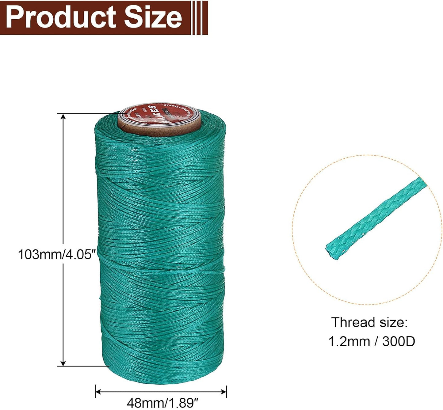 uxcell Flat Leather Sewing Waxed Thread, 140m / 153 Yards Polyester Wax String, 300D Wax Stitching Cord for Leather Crafts, Bookbinding, Bracelets Braided, Peacock Green