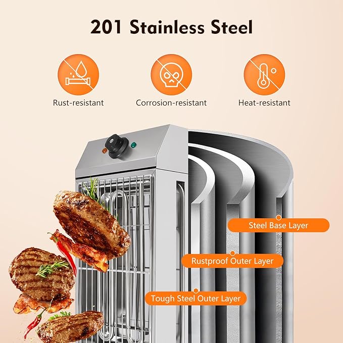 1800W Electric Griddle Flat Top Grill Hot Plate BBQ, Commercial and Home use Stainless Steel Barbecue Griddle Smokeless Cooking Barbecue with Adjustable Temperature for Indoor/Outdoor, Camping