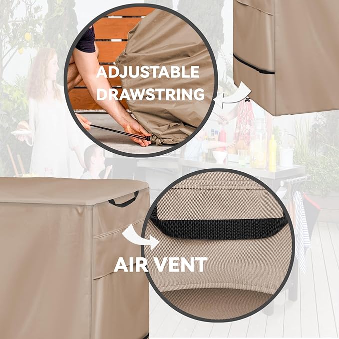 Outdoor Pizza Oven Table Cover for Nuuk Three-Shelf Heavy Duty Rolling Outdoor Pizza Oven Table and ooni Pizza Oven Stand Modular Table,600D Heavy Duty Waterproof Cover,Khaki