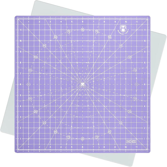 Headley Tools 12"x12" Rotating Cutting Mat, Self Healing Mat with 360-Degree Rotation & Anti-Slip Base, Sewing Board Cutting Mat Perfect for Fabric Quilting Leather Hobby Project, Purple
