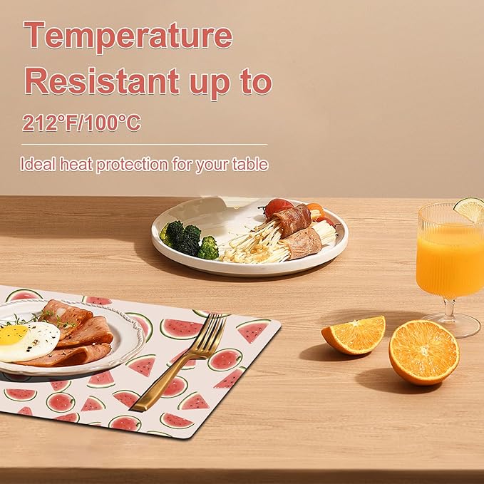 Placemats Set of 4 - Faux Leather Heat Resistant Placemats for Dinner Table, Non-Slip Waterproof Oil-Proof Washable Reusable Placemat for Indoor Outdoor Kitchen Decor, 15.75In*11.81In