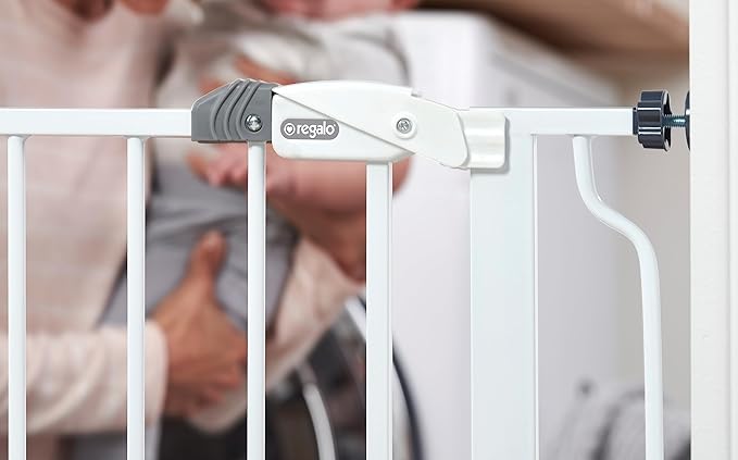 Regalo Safety Extra Tall Baby Gate for Doorways & Bottom of Stairs, Pressure Mount Safety Gate for Babies, Toddlers & Pets, Tested & Safe for 30 Years, American Designed, Family Owned