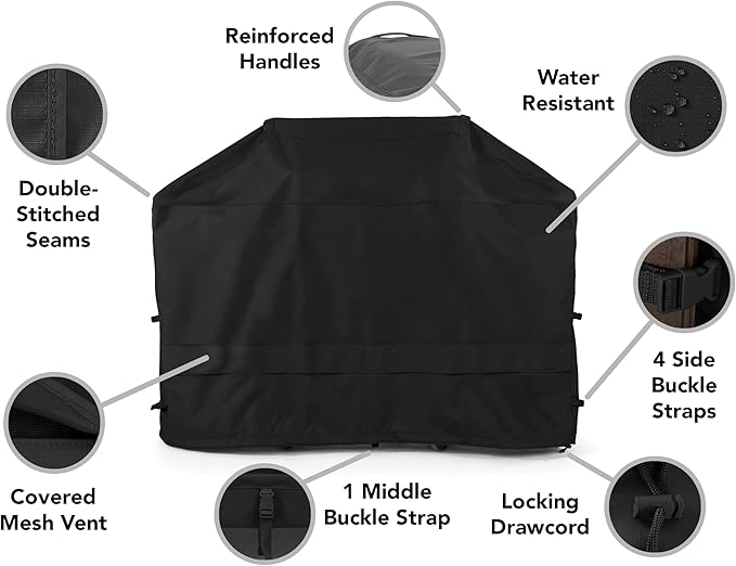 Covermates Grill Cover - Weather Resistant Outdoor Cover, Heavy Duty BBQ Covers for Large Outdoor Kitchen, Ultima 600D Polyester, 66 Inch, Ripstop Black