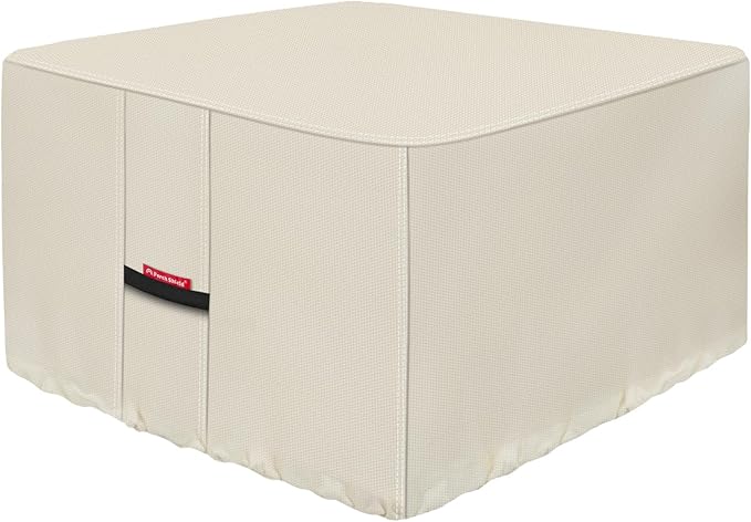 Porch Shield Fire Pit Cover - Waterproof 600D Heavy Duty Fade Resistant Square Patio Fire Pit Table Cover Beige - 50 x 50 inch