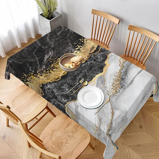 Worltoldb Marble Print Tablecloths Polyester Table Cloth for Kitchen Dinning Table Modern Washable Table Cover for Parties Wedding Picnic
