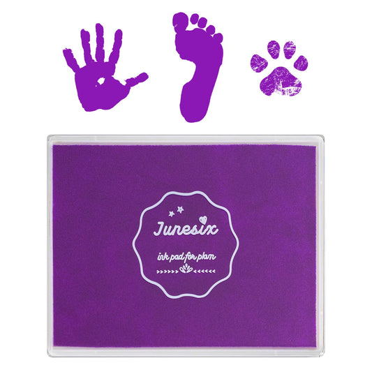 Ink Pad, 5x4'' Washable Non-Toxic Ink Stamp Pad for Baby Footprint Handprint, Purple
