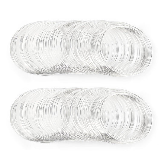 200 Loops Memory Steel Wire for Jewelry Making Supplies, 0.6mm Bangle Bracelet Wire Memory Beading Wire for Art Creation Necklace DIY Crafts Making (Silver)