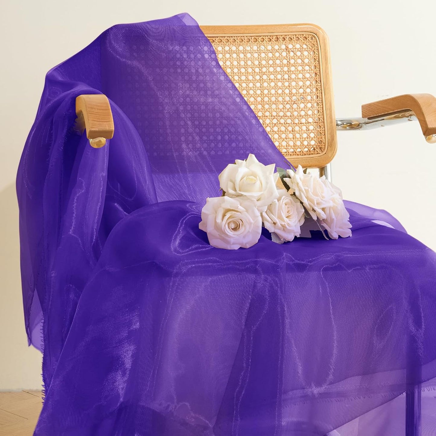 P Pothuiny Sheer Organza Fabric by The Yard, 10 Yards x 60 Inch Wide Bridal Purple Organza Tulle Fabric Roll Shiny Gauze Fashion Dress Sewing Craft for Wedding Party Decorations Backdrop