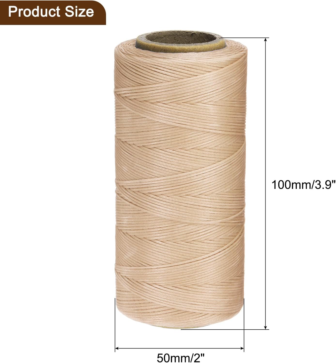 uxcell 150D 0.8mm Flat Waxed Thread 284 Yards Polyester Leather Sewing Waxed String Hand Stitching Waxed Cord for Leather Stitching Sewing Bookbinding DIY Craft Light Beige