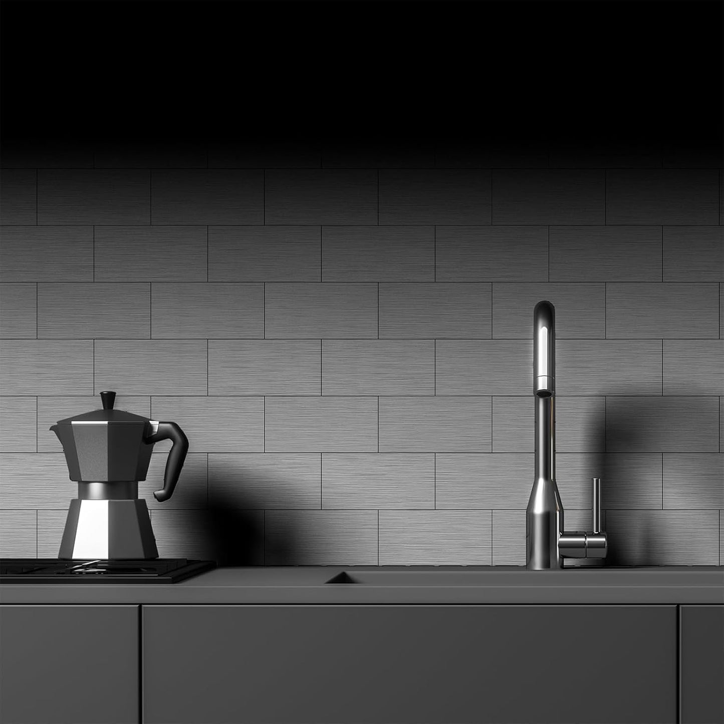 100 Pieces Peel and Stick Backsplash for Kitchen, 3" x 6" PVC Subway Tile Upgraded Brushed Stainless Backsplash Stick on Tile Elevate Kitchen, Bathroom, Fireplace,RV