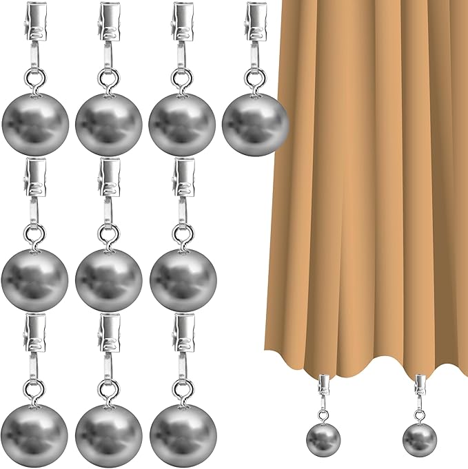 10 Pack Outdoor Curtain Weights, Heavy Duty Drapery Weights for Patio Pergola Cabana Gazebo, Stainless Steel Clips for Fixing Garden Flag, Shower Curtains, Tablecloth
