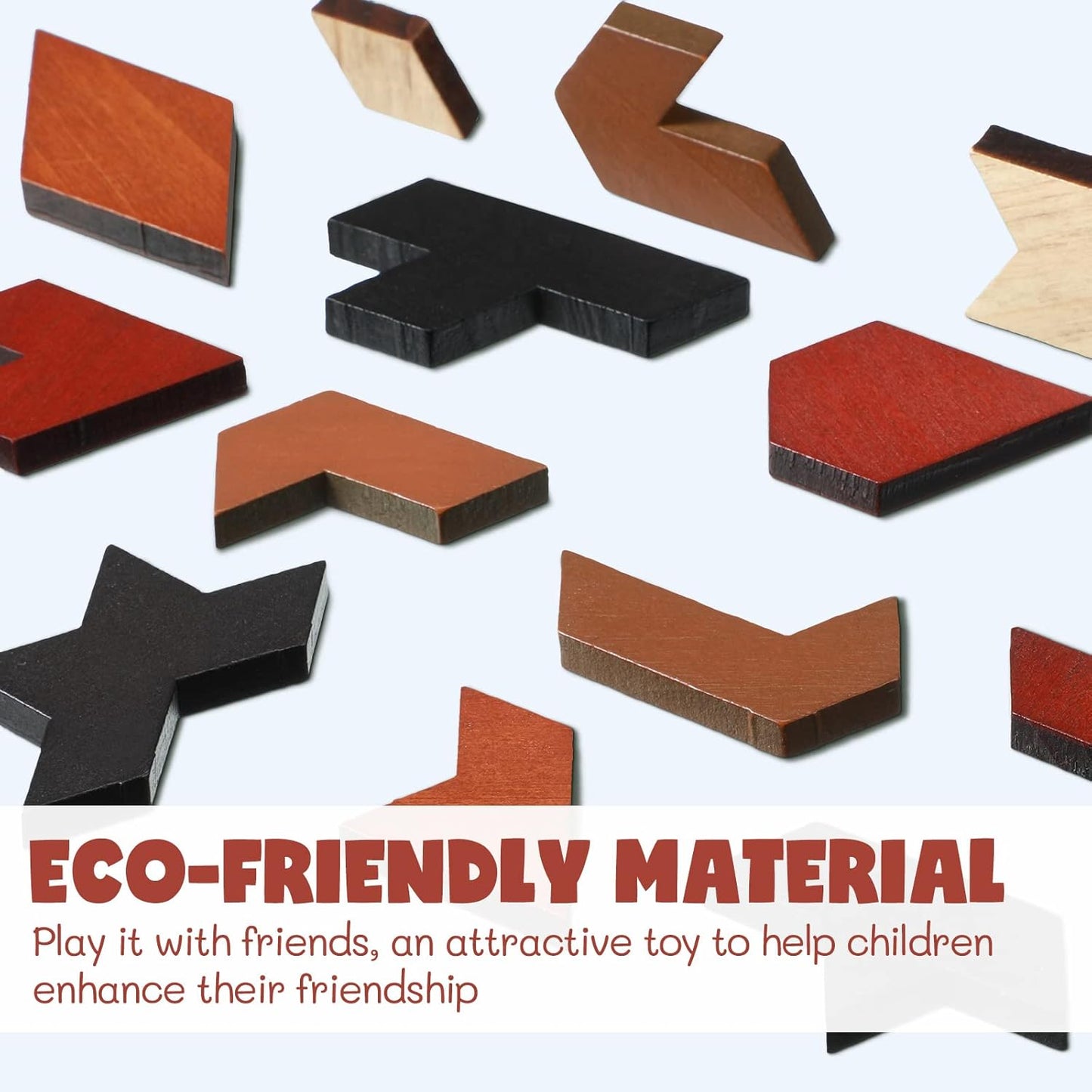 Yunsailing 3 Pack Hexagon Wooden Puzzle Wood Russian Blocks Tangram Puzzle Brain Teaser Puzzles Geometric Jigsaw Block Russian Blocks Logic IQ STEM Toy for All Ages Kid Adult(Vintage)