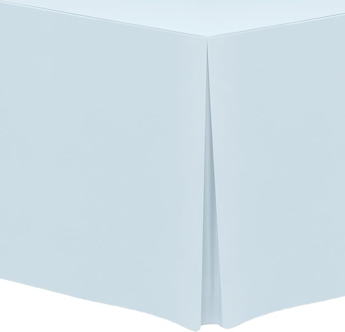 Ultimate Textile -5 Pack- 5 ft. Fitted Polyester Tablecloth - Fits 30 x 60-Inch Banquet and Folding Rectangular Tables - 42" H, Ice Blue