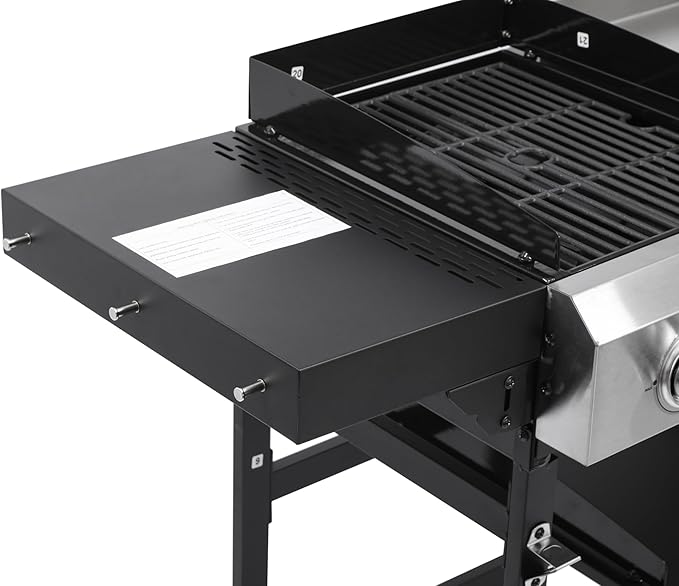 2-Burner Hybrid Grill with Flat Top, 38200 BTU for Backyard & Patio, Perfect for BBQ and Teppanyaki, Features Large Cooking Area & Durable Enamel Construction (2+2 PLANCHA)