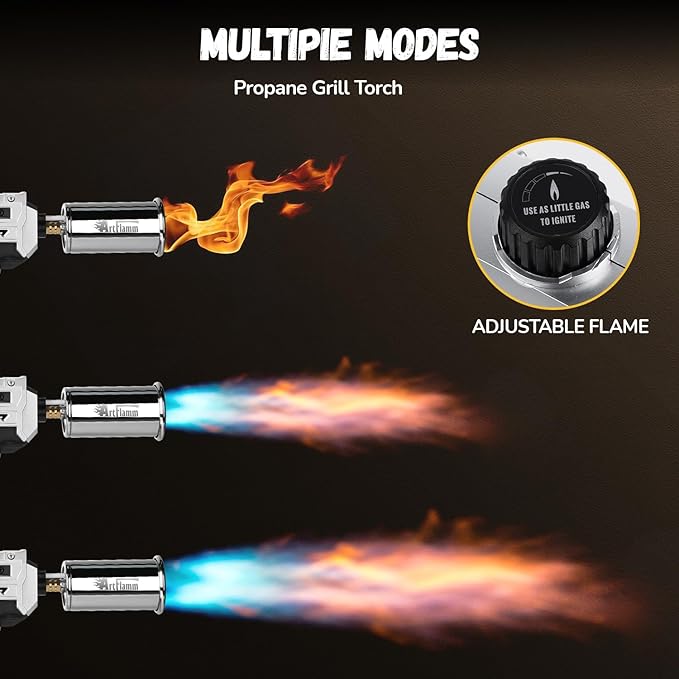 Powerful Grill Torch Gun | Propane Torch Gun, Adjustable Flamethrower | Blowtorch for BBQ, Camping, Charcoal Lighter & Fire Starter