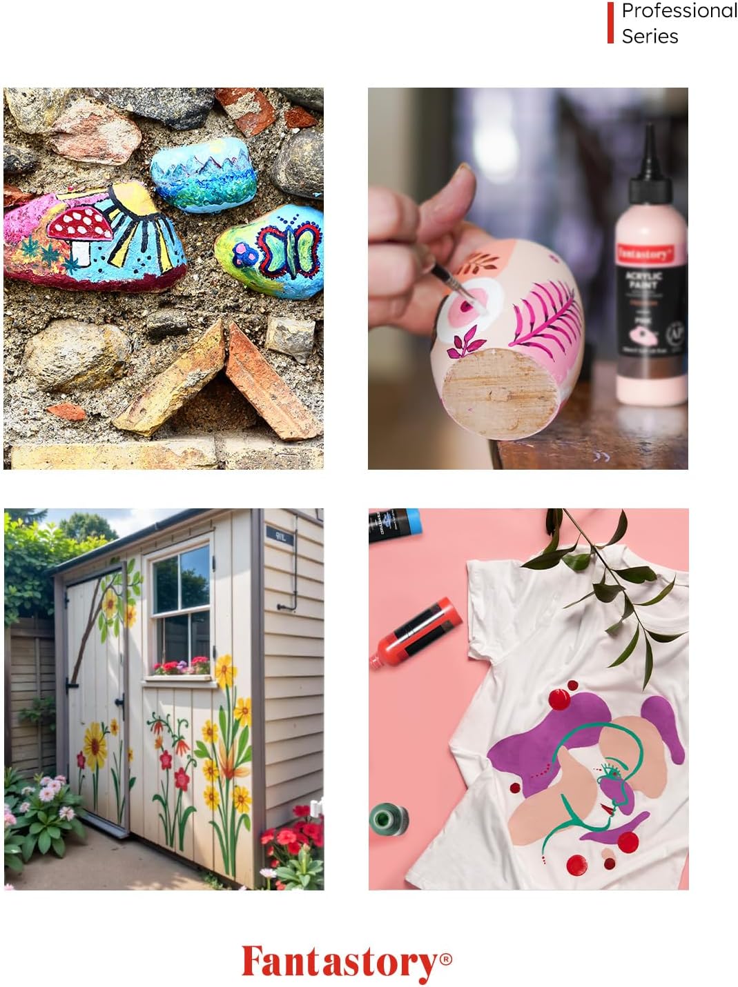 Fantastory True-Color Pro Acrylic - Green (150ml/5oz) - Lab-Certified Accuracy + Extreme Coverage, Professional Formula for Canvas/Wood/Clay/Fabric/Pottery