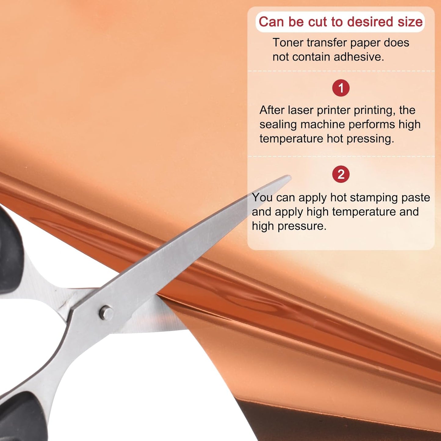 MECCANIXITY 50 Pack Toner Reactive Foil,Deco Foil Transfer Sheets 8.5"x11" A4 Hot Foil Paper for Laser Printer Scrapbooking Heat Transfer DIY Craft,Bronze