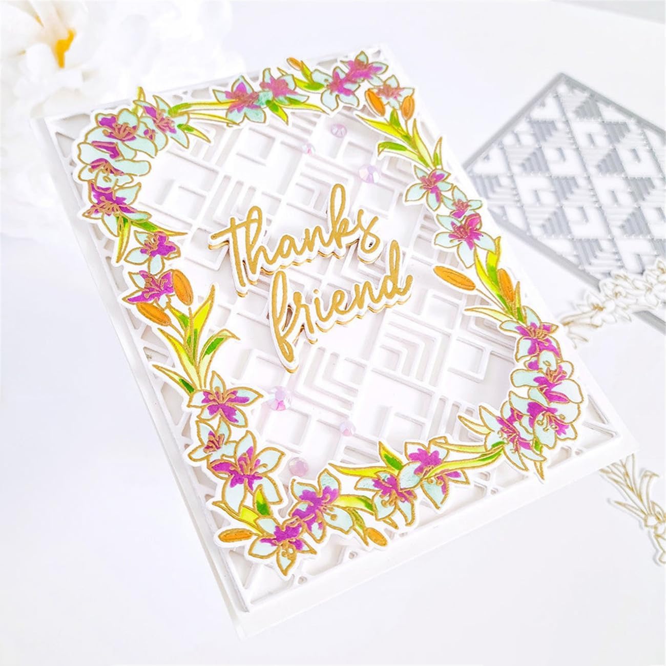 Cutting Dies Metal Stencils Scrapbooking Tools Flowers Lace Frame DIY Embossing Template for Paper Card Making Album Arts Crafts Supplies (Frame 4)