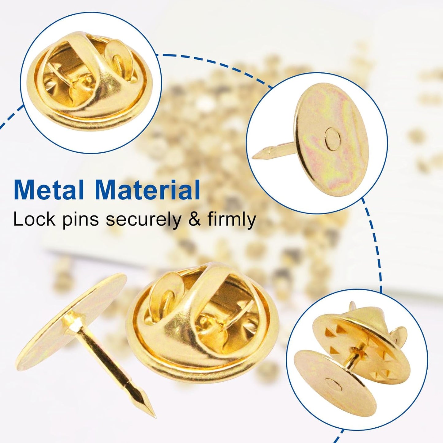 130 Set Pin Backs, Blank Pins Scatter Butterfly Clutch Pin Holder Enamel Pins Locking Backs Tie Tacks Jewelry Backings Clasp for Brooch Lapel Hat Uniform Badges Tie Tack (10mm, Silver&Gold)