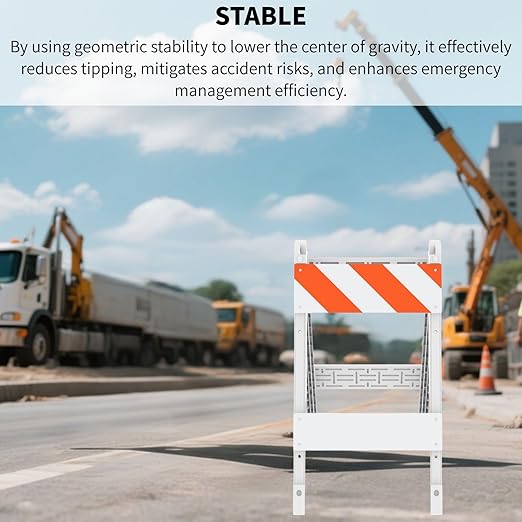 Type I Foldable Traffic Barricade, 1 Pack Folding Road Safety Sign with 8"x24" Top Panel with Film and 6"x24" Bottom Panel, Construction Warning Barrier