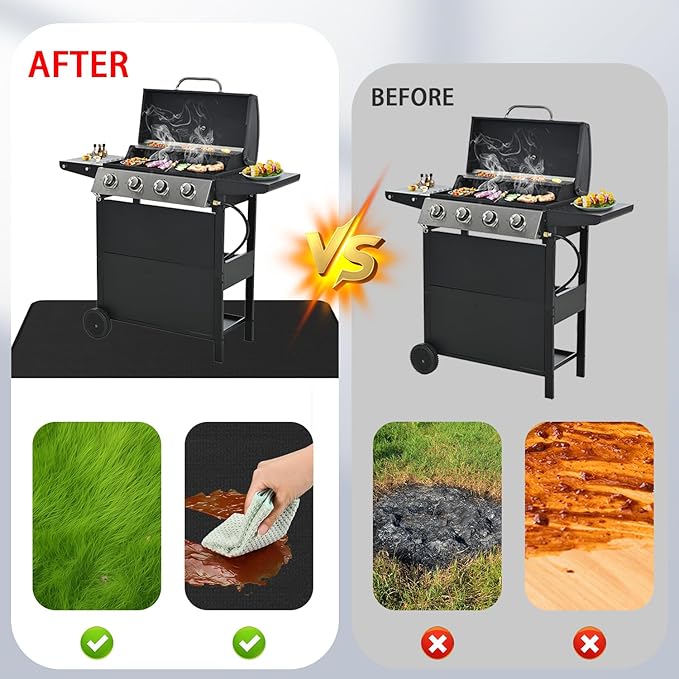 Large 60x40 Inch BBQ Under Grill Mat for Outdoor, Indoor Fireplace Mat Fire Pit Mat, Double-Sided Fireproof Grill Pad, Waterproof Under Pet Cage Mat