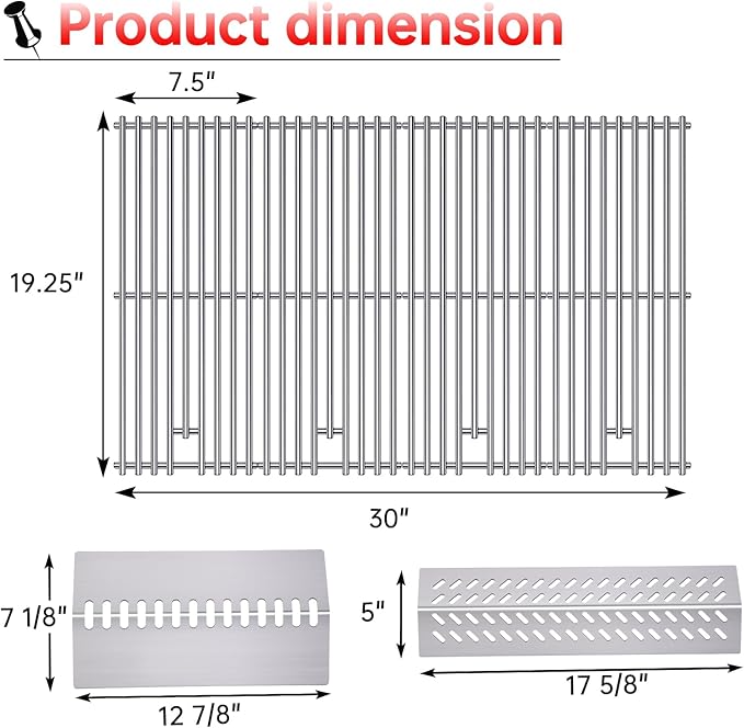 16GA Grill Heat Plates 9MM 16517 Grill Grates for 16631 16520 Bull Grill Replacement Parts, BBQ Bull Angus 4 Burner 47628 47629, Bull Outlaw 26038 26039, Steer Premium 69008, Lonestar 87049