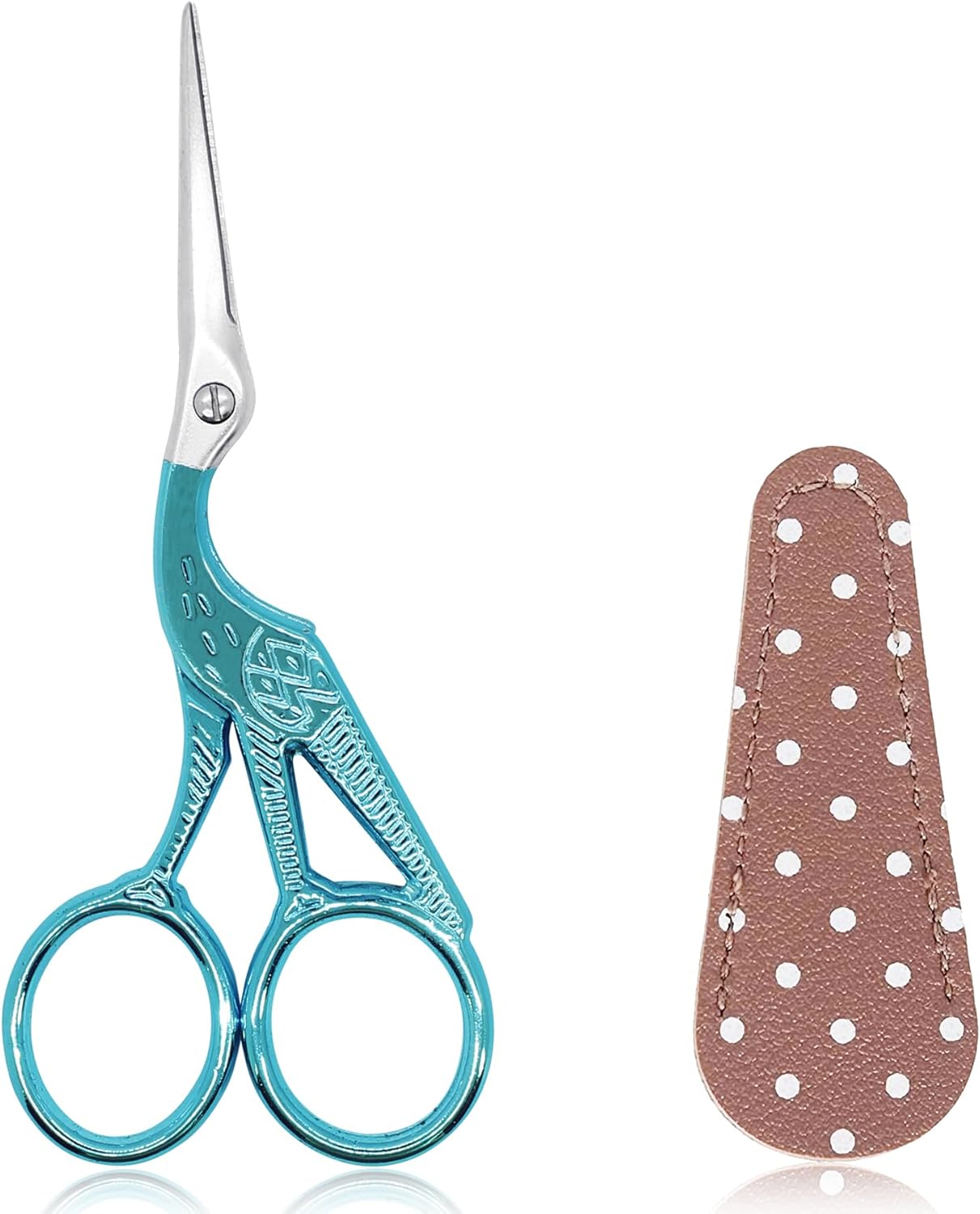 BIHRTC 4.5Inch Small Craft Scissor Stainless Steel Sharp Tip Scissors with Leather Protect Cover Knitting Scissors for Embroidery Craft Needle Work Art Work Handcraft Threading