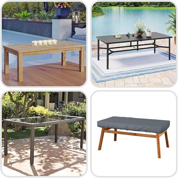 Covers & All Rectangle Table Top Cover, 12 Oz Waterproof UV & Weather Resistant Patio Table Cover, Outdoor Table Cover for Patio Furniture (60" L x 35" W x 5" H, Gray)