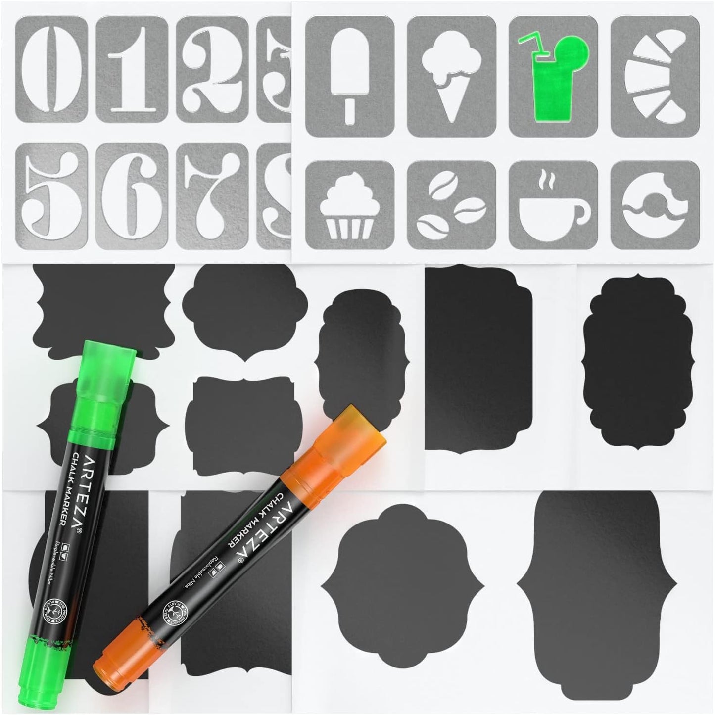 ARTEZA Liquid Chalk Markers, Set of 8 Neon Colors, Erasable & Washable