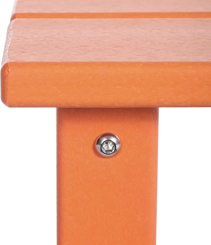 Costaelm Kids Outdoor Side Table, Small Patio HDPE Adirondack Square Table, Porch End Table for Outside Pool Garden, Orange