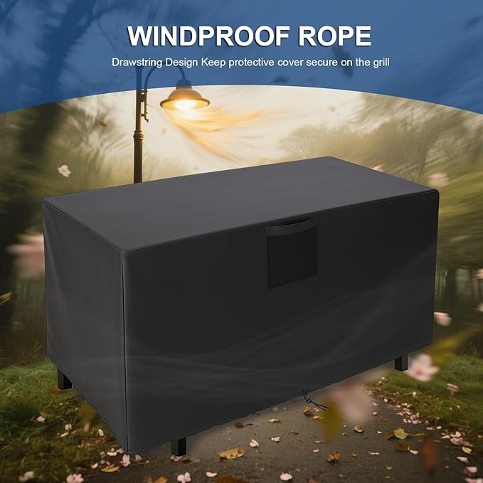 Square Fire Pit Cover, Upgraded Heavy Duty Fabric with Air Vent and Drawstring Fit for 48 Inch Outdoor Fireplace Cover & Fire Pit Table, 100% Waterproof & Tear Resistant 48x28x24 Inche