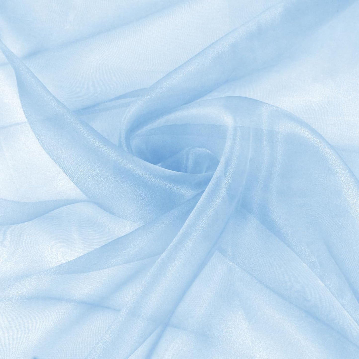 VACVELT Sheer Organza Fabric by The Yard, 60 Inch Wide Light Blue Organza Fabric Bolt Bridal Sheer Tulle Fabric, Silk Organza Fabric Roll for Wedding Party Decorations Backdrop Curtain (2 Yards)
