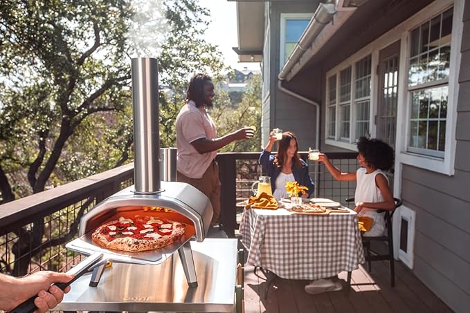 ooni Medium Modular Outdoor Table - 31x22x35 Inch Stainless Steel Pizza Oven Stand, Barbecue Cart, Outdoor Pizza Station
