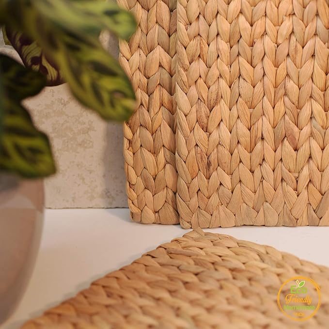 Boho Place Mats Set of 10, Square Table Mats Set of 10, Woven Placemats for Round Table, Chargers for Dinner Plates, Woven Chargers, Home Plate Mat, Outdoor Placemats, Manteles Individuales De Mesa