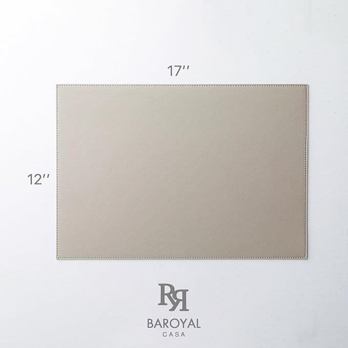 Faux Leather Placemats Set of 12 Vinyl Washable Wipeable Table Mats for Kitchen Dining Table Heat Resistant Waterproof Indoor/Outdoor Placemats Non-Slip Easy Clean Place Mats-Almond Birch