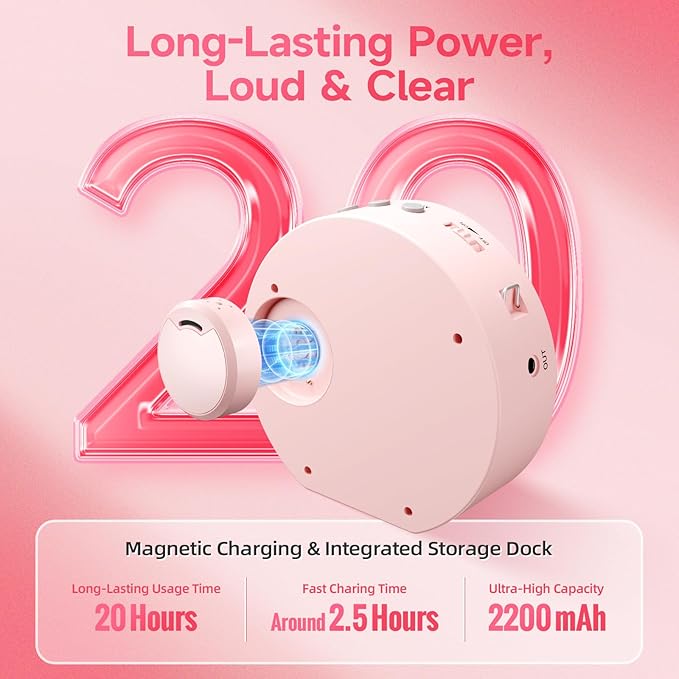 Moman Wireless Voice Amplifier with Lavalier Mic, 20H Battery 164ft Range Sensitive Pickup Noise Reduction PA System Bluetooth Portable Magnetic Charging Dock, Amplifier for Teacher Yoga Tour, Pink