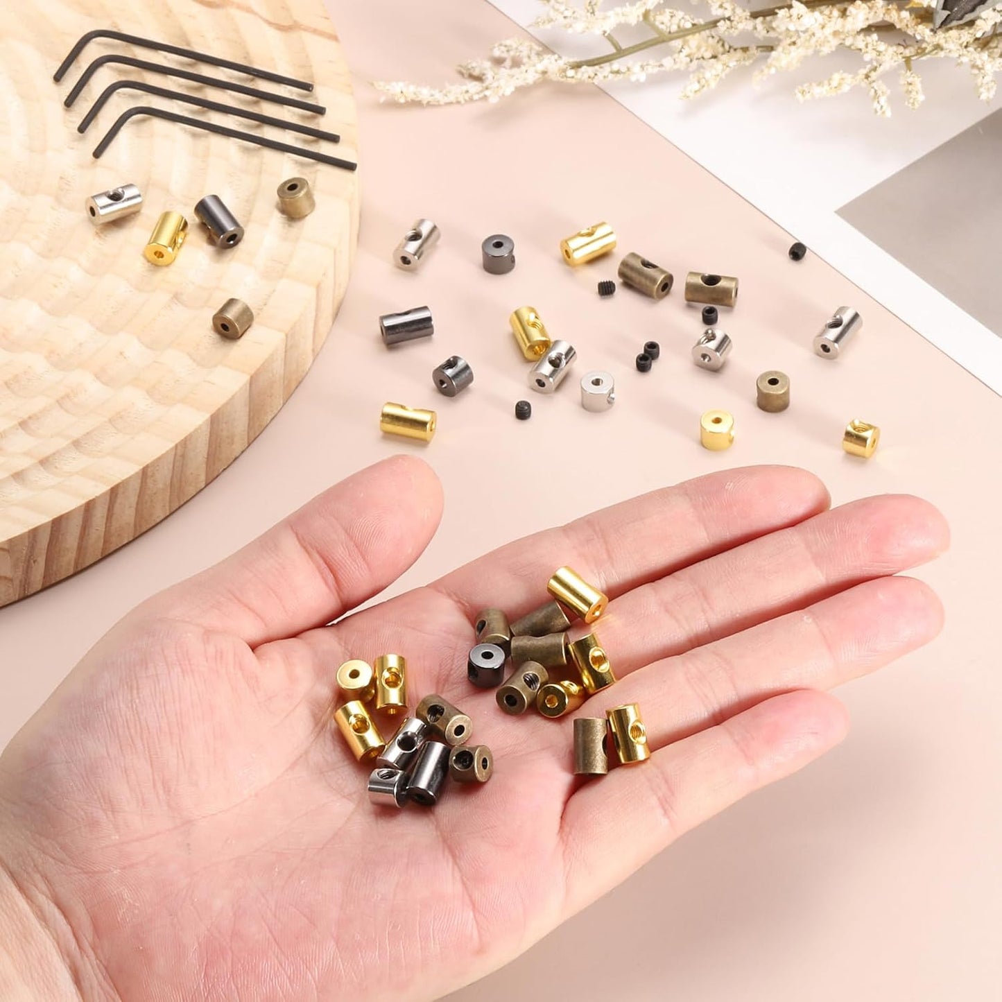 MECCANIXITY 30 Pcs Metal Locking Pin Backs, Locking Pin Keepers Locking Clasp 5mm(H) with 4 Wrench Replacement in Storage Case for Badge, Brooch, Black Tone