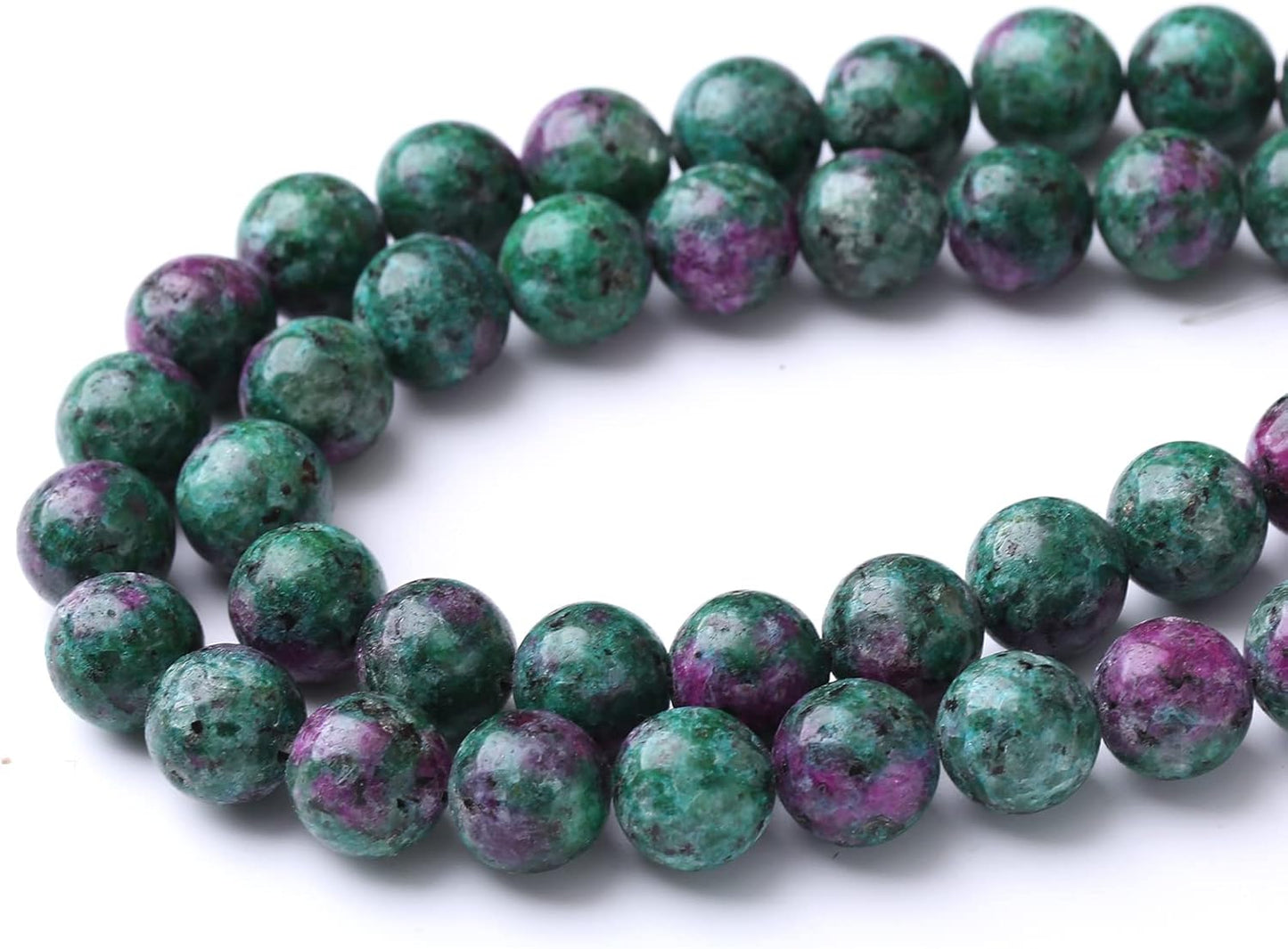 45PCS 8MM Natural Epidote Zoisite Stone Beads Round Loose Stone Beads for Jewelry Making DIY Energy Stone Healing Power Bracelet 15"