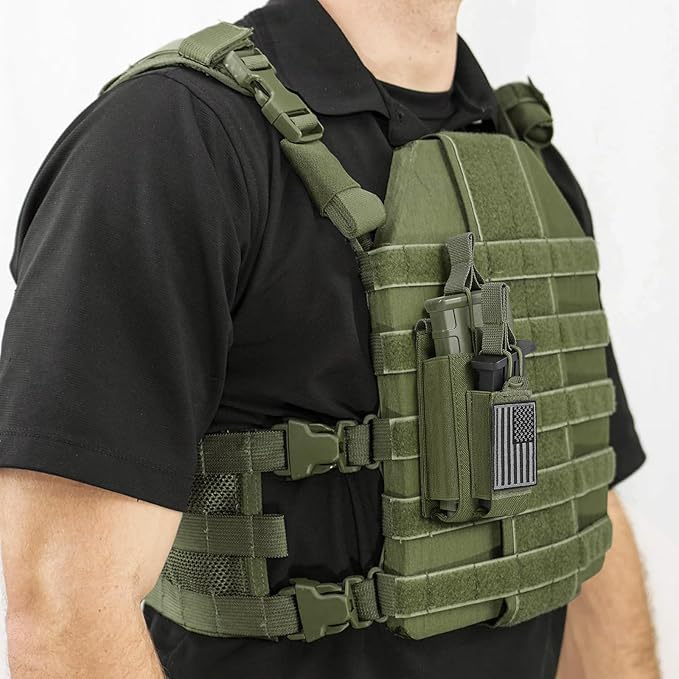 Open-Top Single/Double/Triple Molle Mag Pouch for 5.56mm M4 M16 AK AR Glock M1911 9mm Elastic Rifle Magazines Pistol Mag Pouches Holder Carrier with USA Flag Patch