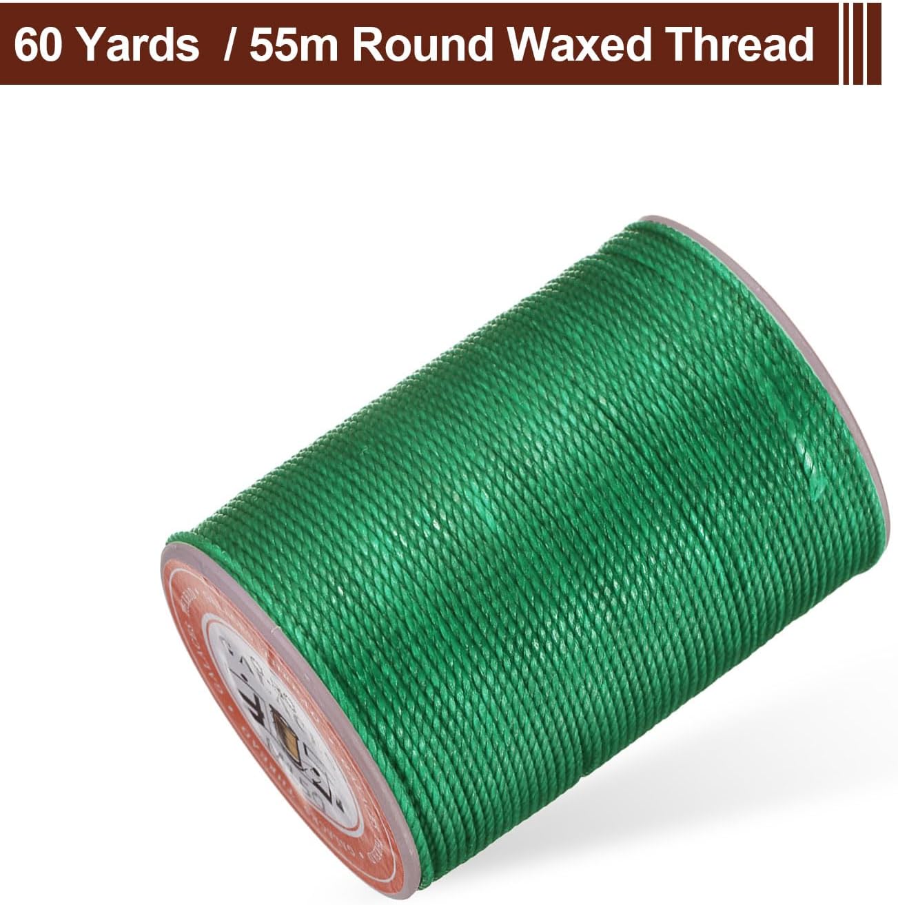 uxcell Round Leather Sewing Waxed Thread, 55m / 60 Yards Wax Polyester String, 0.8mm Waxed Stitching Cord for Leather Crafts, Bookbinding, Bracelets Braided, Dark Green