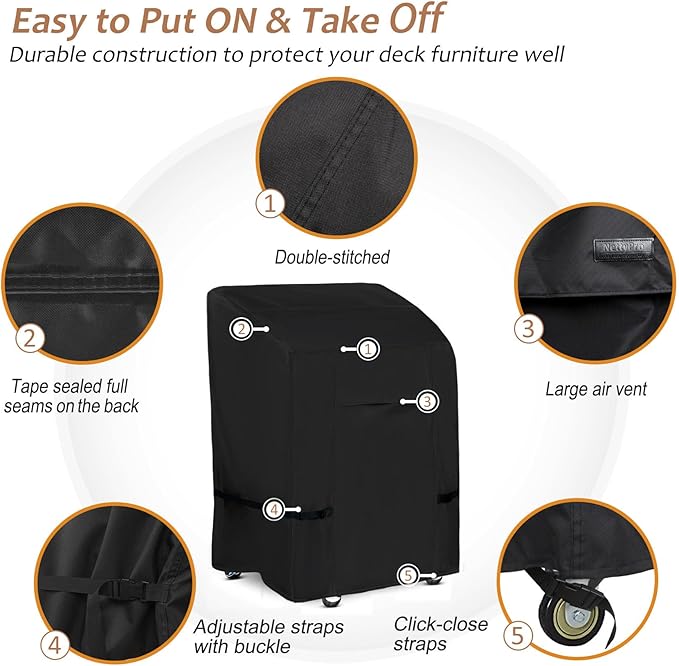 NettyPro BBQ Grill Cover Heavy Duty Waterproof 32 inch, Outdoor 2 Burner Gas Barbecue Cover for Outside Small Weber, Char-Broil, Brinkmann, Jenn Air, Nexgrill Grills, Black