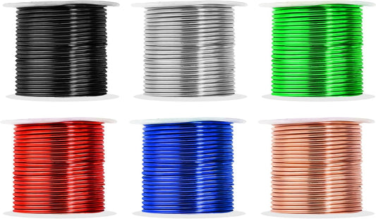 Mandala Crafts 13 Gauge Anodized Aluminum Craft Wire for Jewelry Making - 300 FT Colored Flexible Silver Copper True Blue Black Red Kelly Green Wire - Bendable for Bonsai Armature Crafting Sculpting
