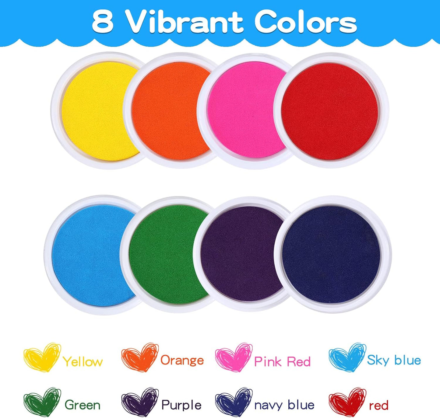 MoloTAR Craft Large Ink Pad Stamps Partner DIY Color,8 Colors Round Rainbow Finger Ink pad for Kids