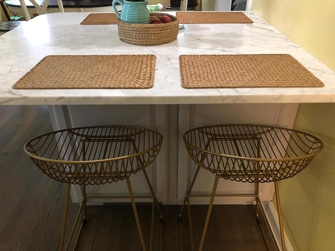 10 Pack Rectangular Woven Placemats, Rattan Wicker Table Mats, 17" x 12", Natural Seagrass Place Mats for Dining Table
